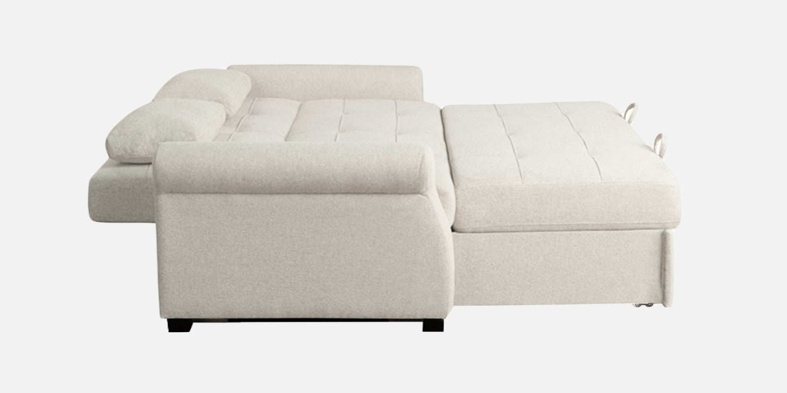 Fornia Fabric 3 Seater Pull Out Sofa Cum Bed In Ivory Cream Colour - Febonic Living