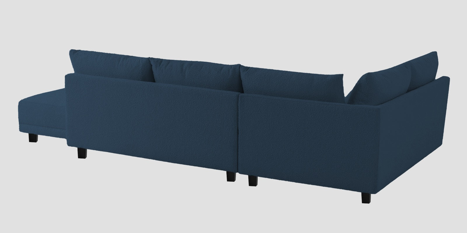 Ira Boucle Fabric RHS 6 Seater Convertible Sofa Cum Bed In Classic Blue Colour - Febonic Living
