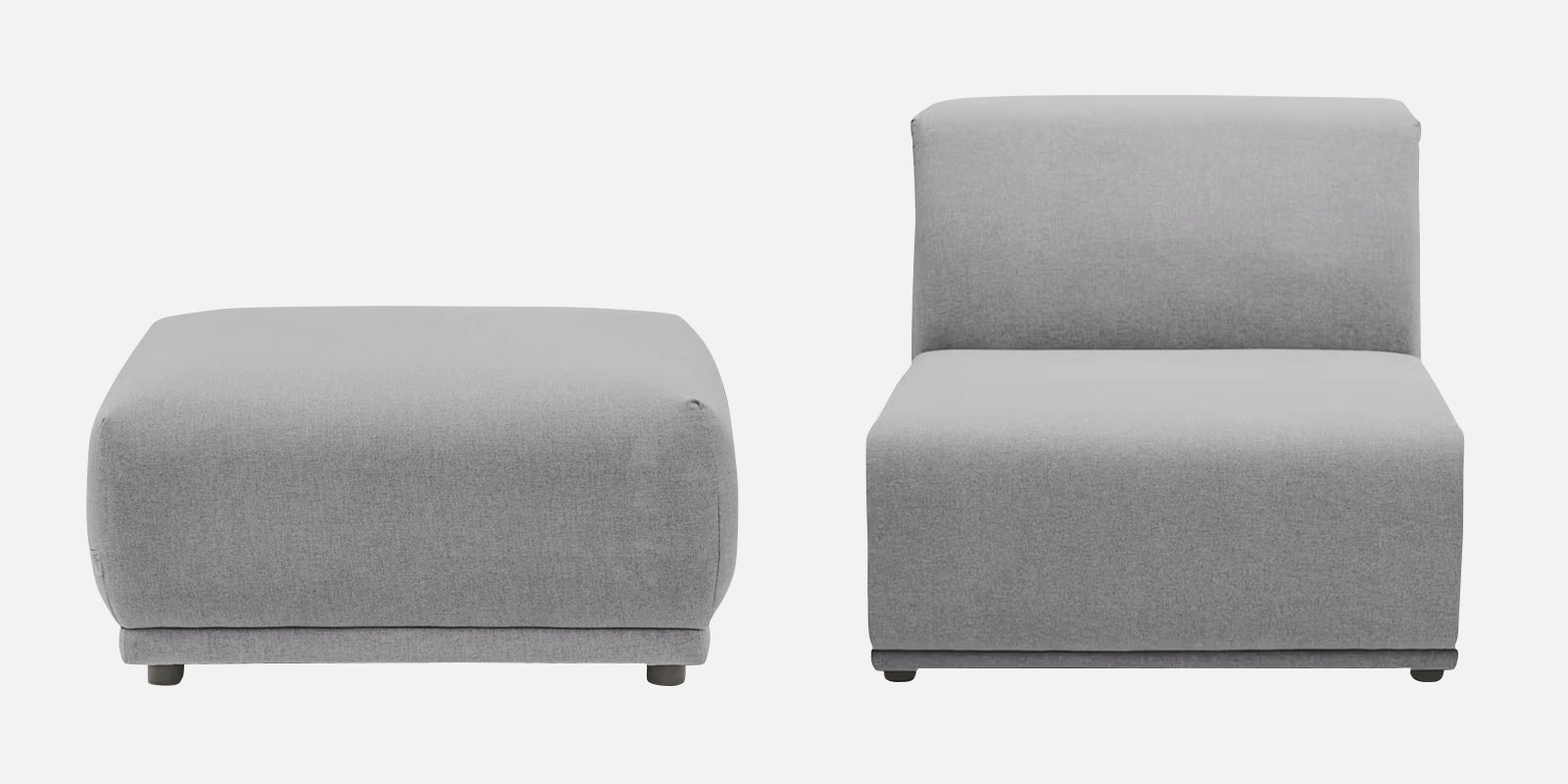 Adam Fabric RHS Sectional Sofa (3+Ottoman Lounger) In Lit Grey Colour - Febonic Living