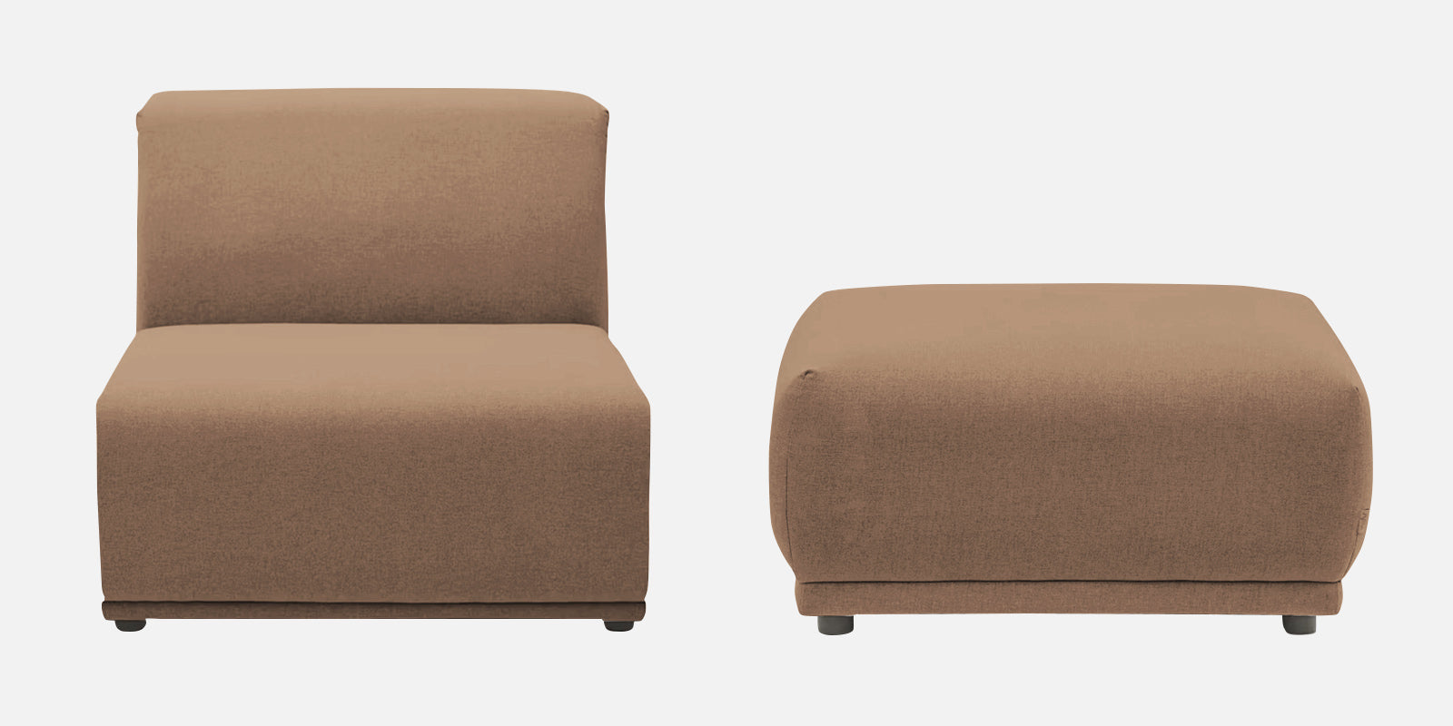 Adam Fabric LHS Sectional Sofa (3+Ottoman Lounger) In Cookie Beige Colour - Febonic Living