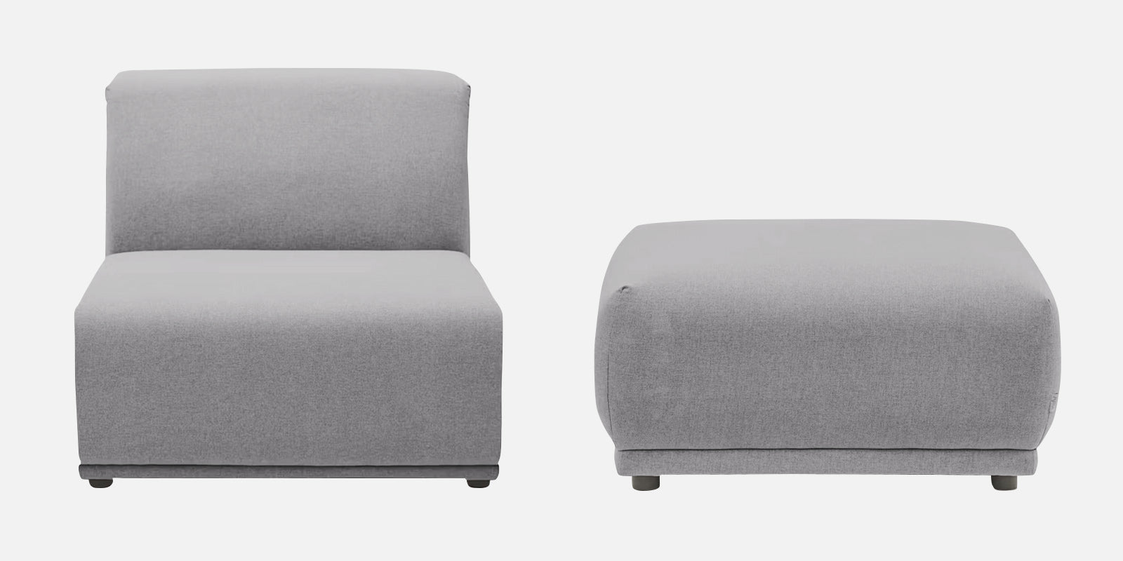 Adam Fabric LHS Sectional Sofa (3+Ottoman Lounger) In Lit Grey Colour - Febonic Living