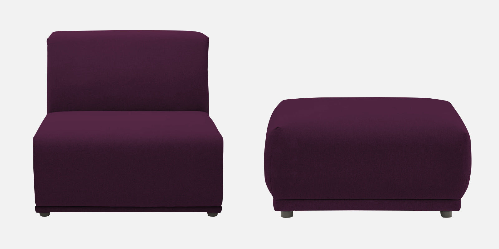 Adam Fabric LHS Sectional Sofa (3+Ottoman Lounger) In Greek Purple Colour - Febonic Living