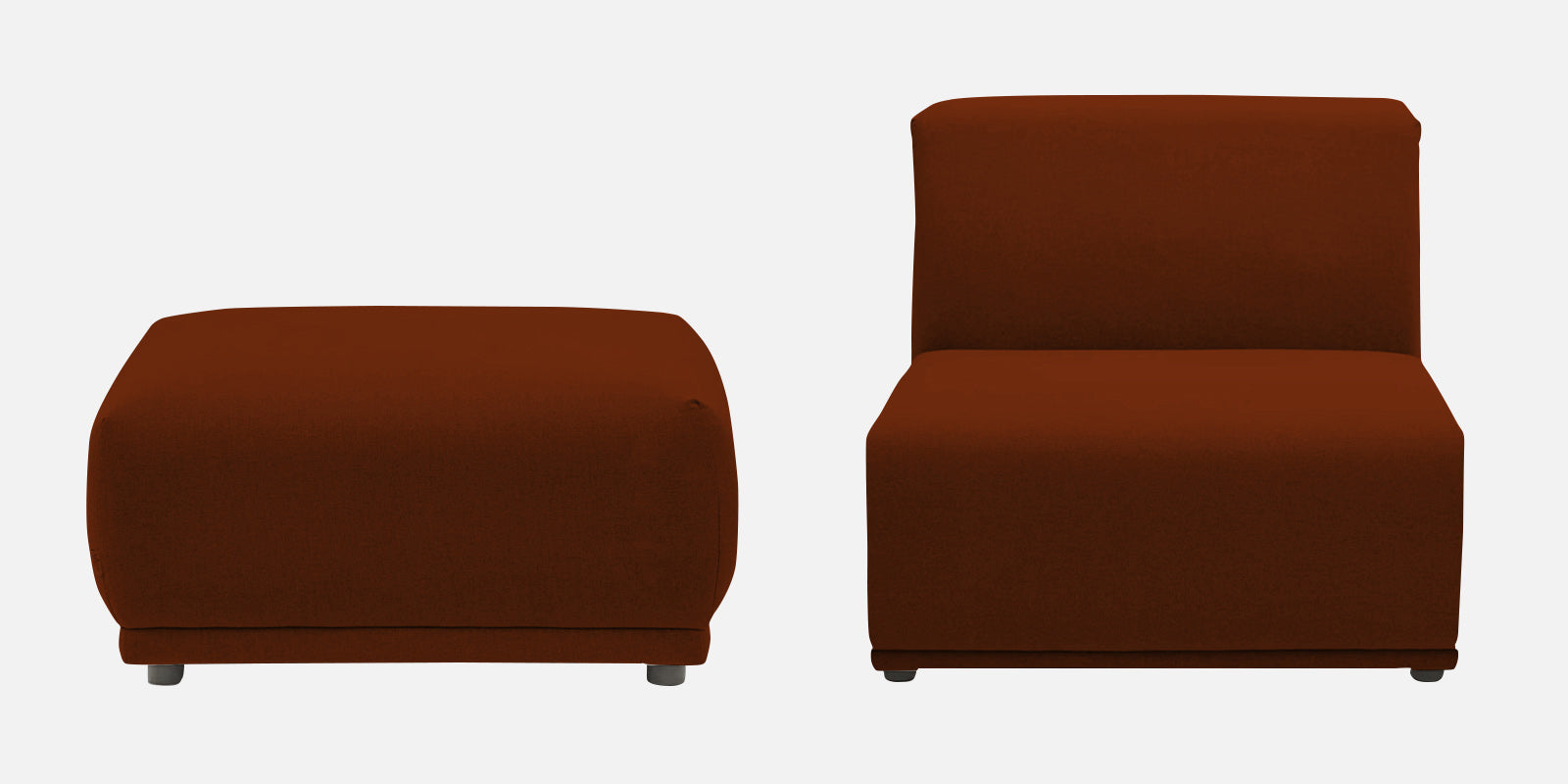 Adam Fabric RHS Sectional Sofa (3+Ottoman Lounger) In Burnt Orange Colour - Febonic Living