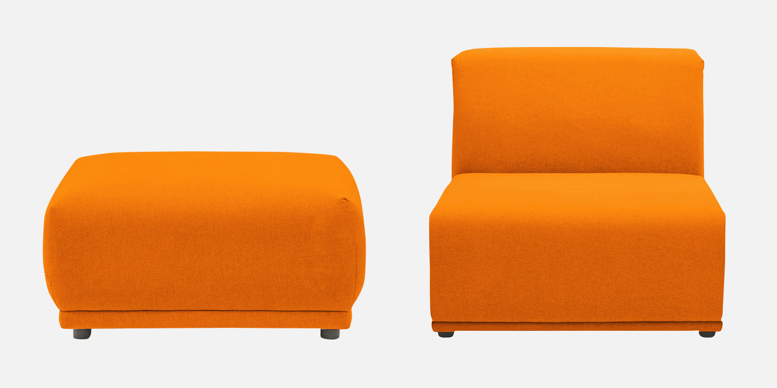 Adam Fabric RHS Sectional Sofa (3+Ottoman Lounger) In Vivid Orange Colour - Febonic Living