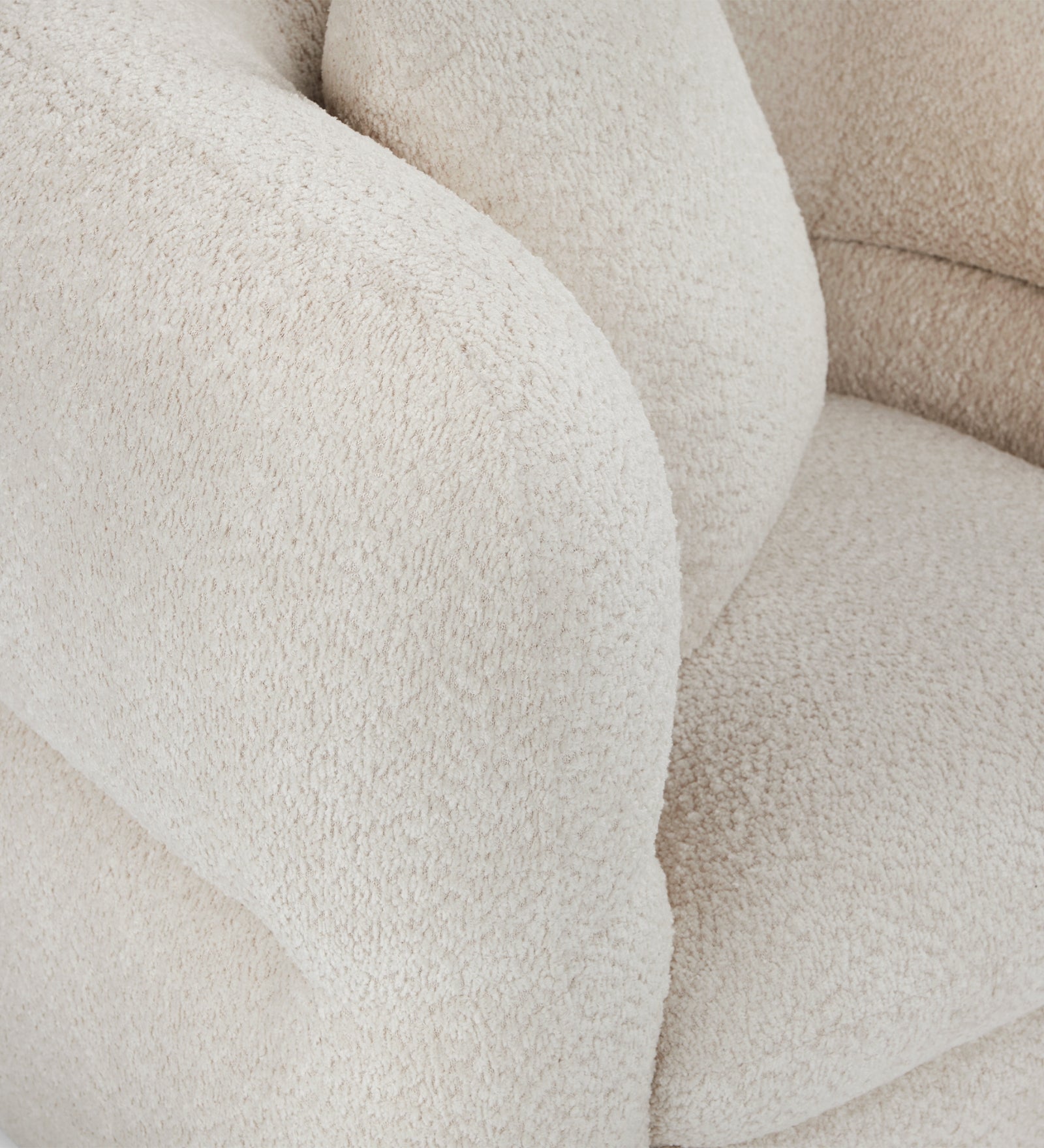 Toby Boucle Fabric Swivel Chair in Shell White Colour