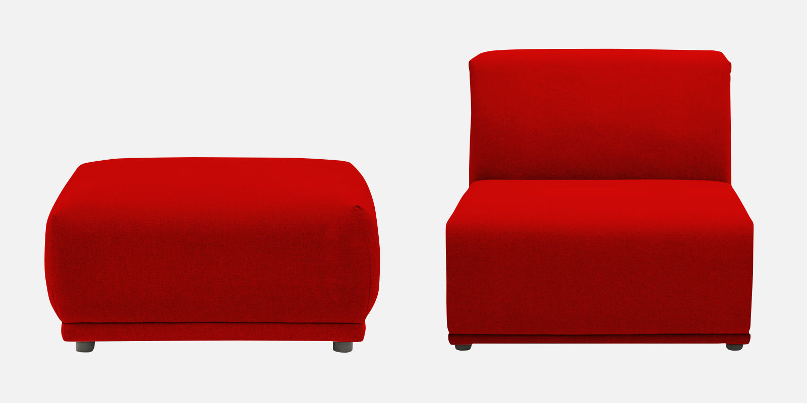 Adam Fabric RHS Sectional Sofa (3+Ottoman Lounger) In Ruby Red Colour - Febonic Living