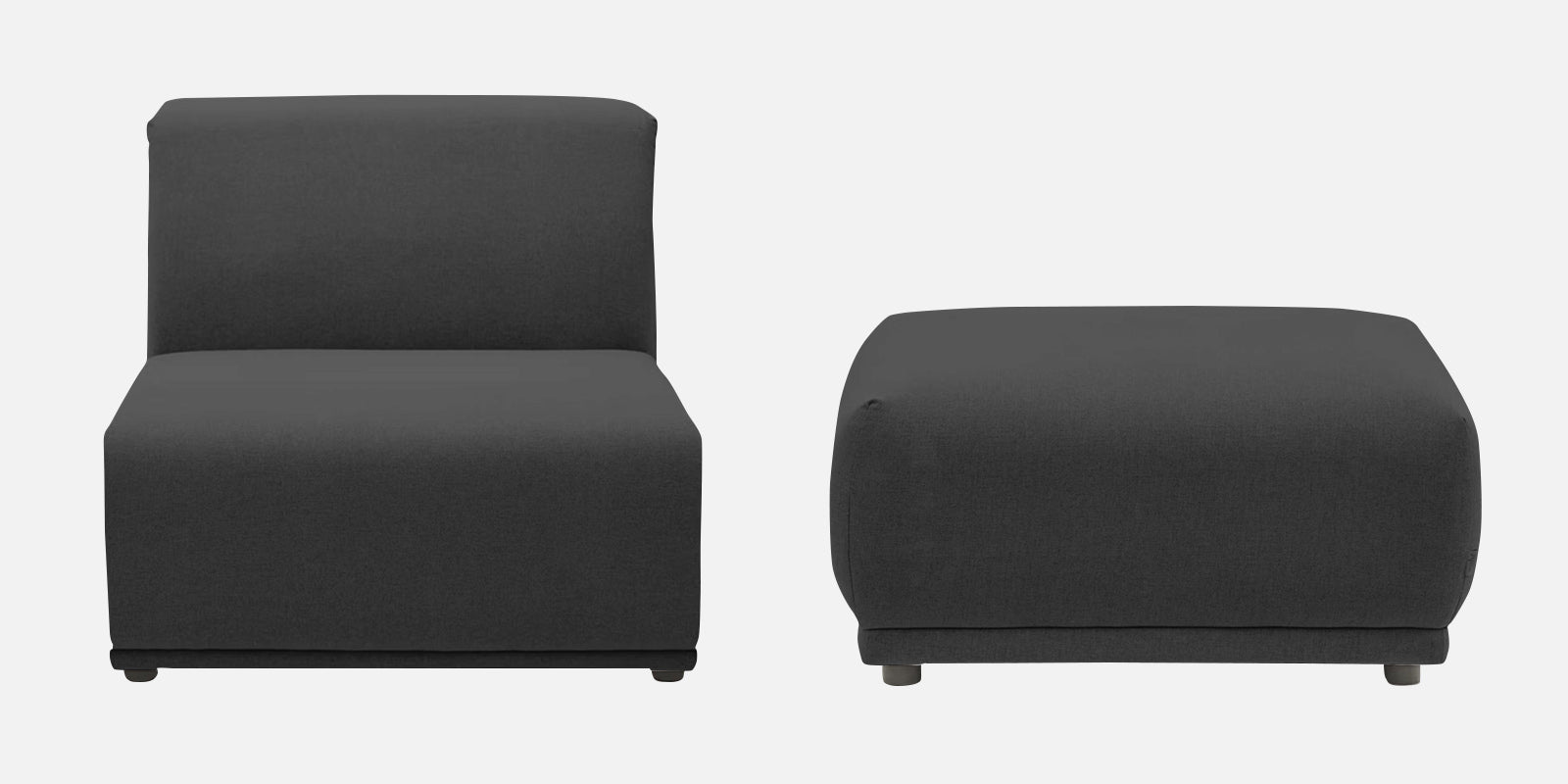 Adam Fabric LHS Sectional Sofa (3+Ottoman Lounger) In Charcoal Grey Colour - Febonic Living