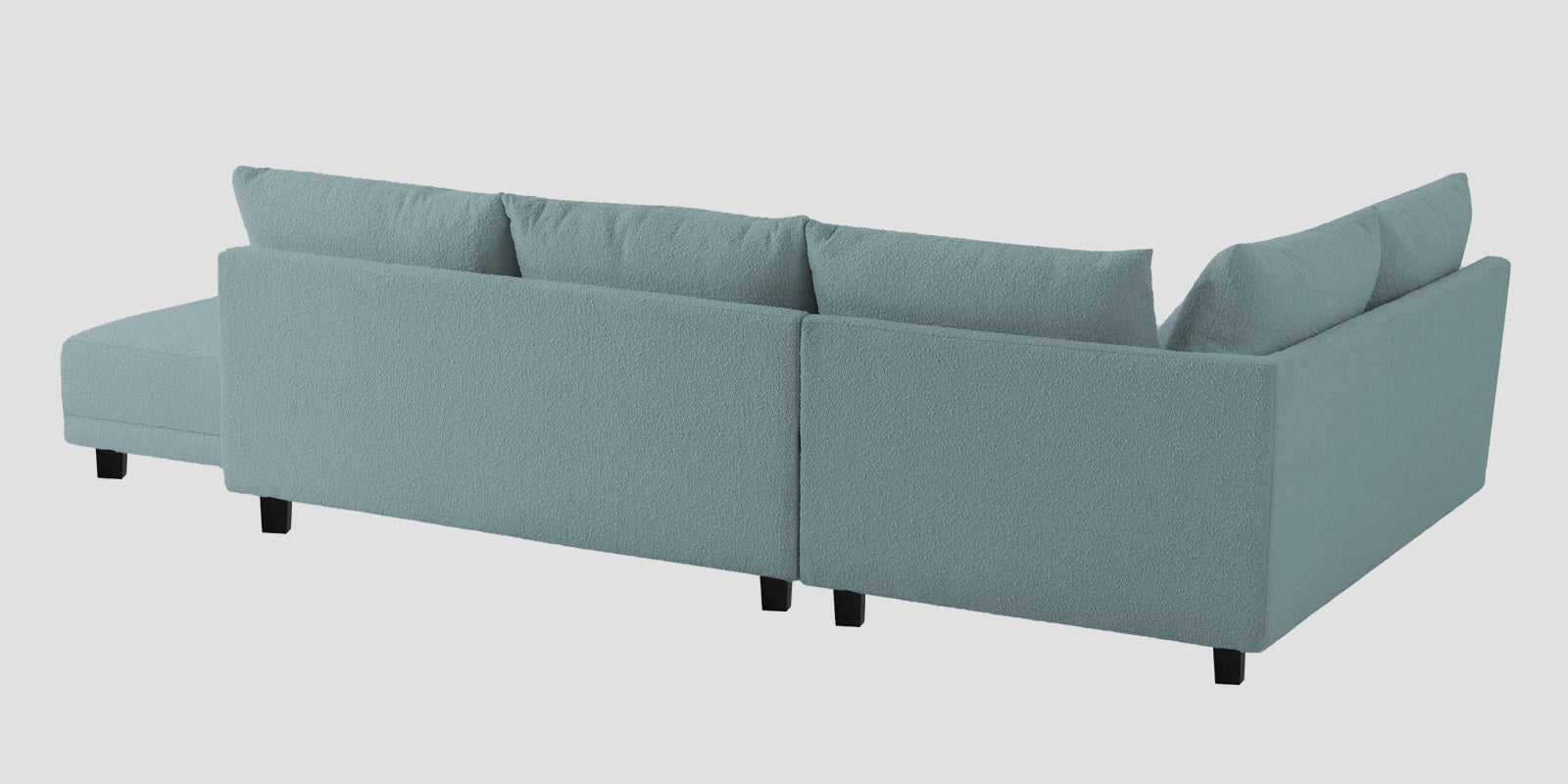 Ira Boucle Fabric RHS 6 Seater Convertible Sofa Cum Bed In Stormy Blue Colour - Febonic Living