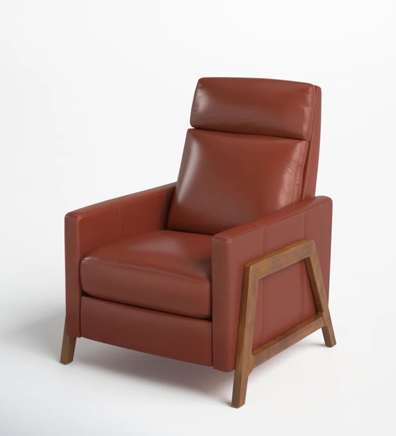 Ary 1 Seater Wood Framed Leatherette Recliner In Sandle Brown Colour - Febonic Living