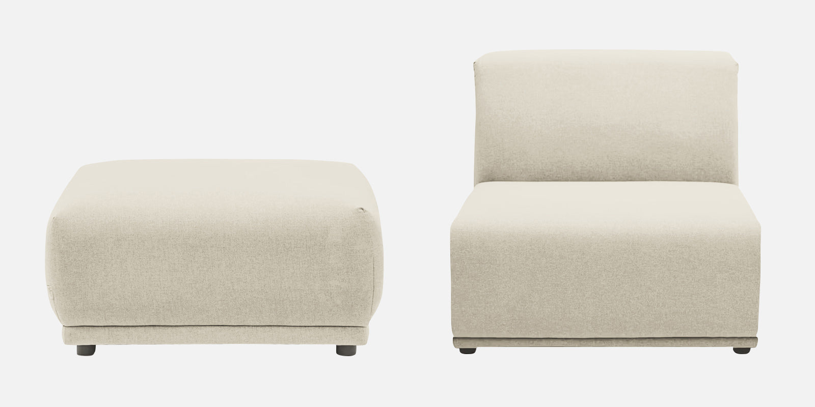 Adam Fabric RHS Sectional Sofa (3+Ottoman Lounger) In Ivory Cream Colour - Febonic Living