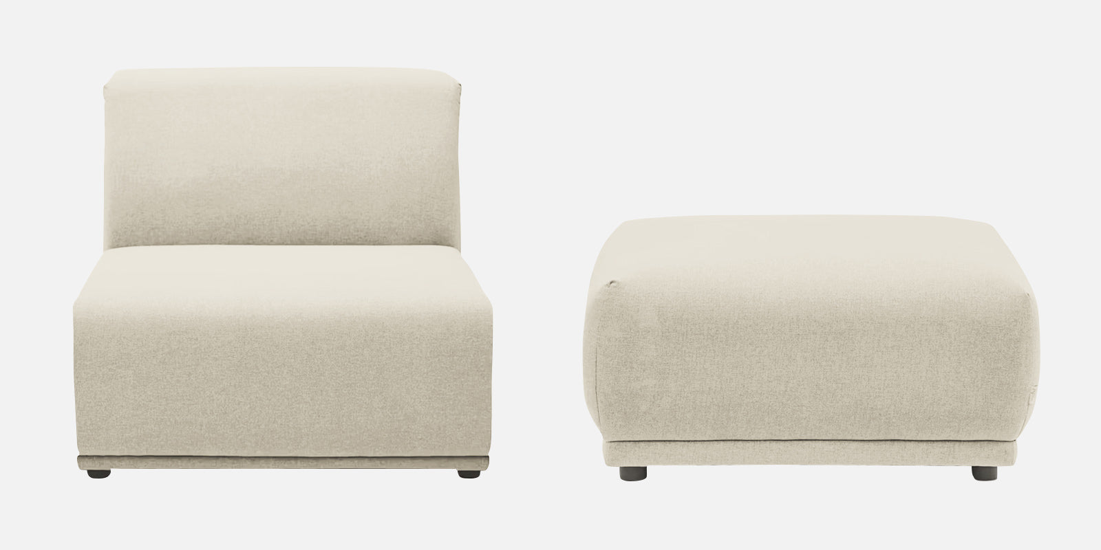 Adam Fabric LHS Sectional Sofa (3+Ottoman Lounger) In Ivory Cream Colour - Febonic Living