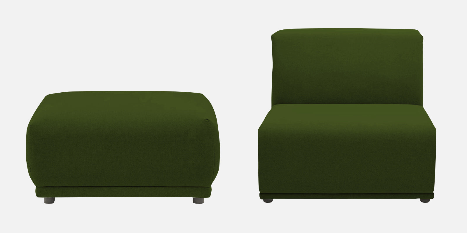 Adam Fabric RHS Sectional Sofa (3+Ottoman Lounger) In Olive Green Colour - Febonic Living
