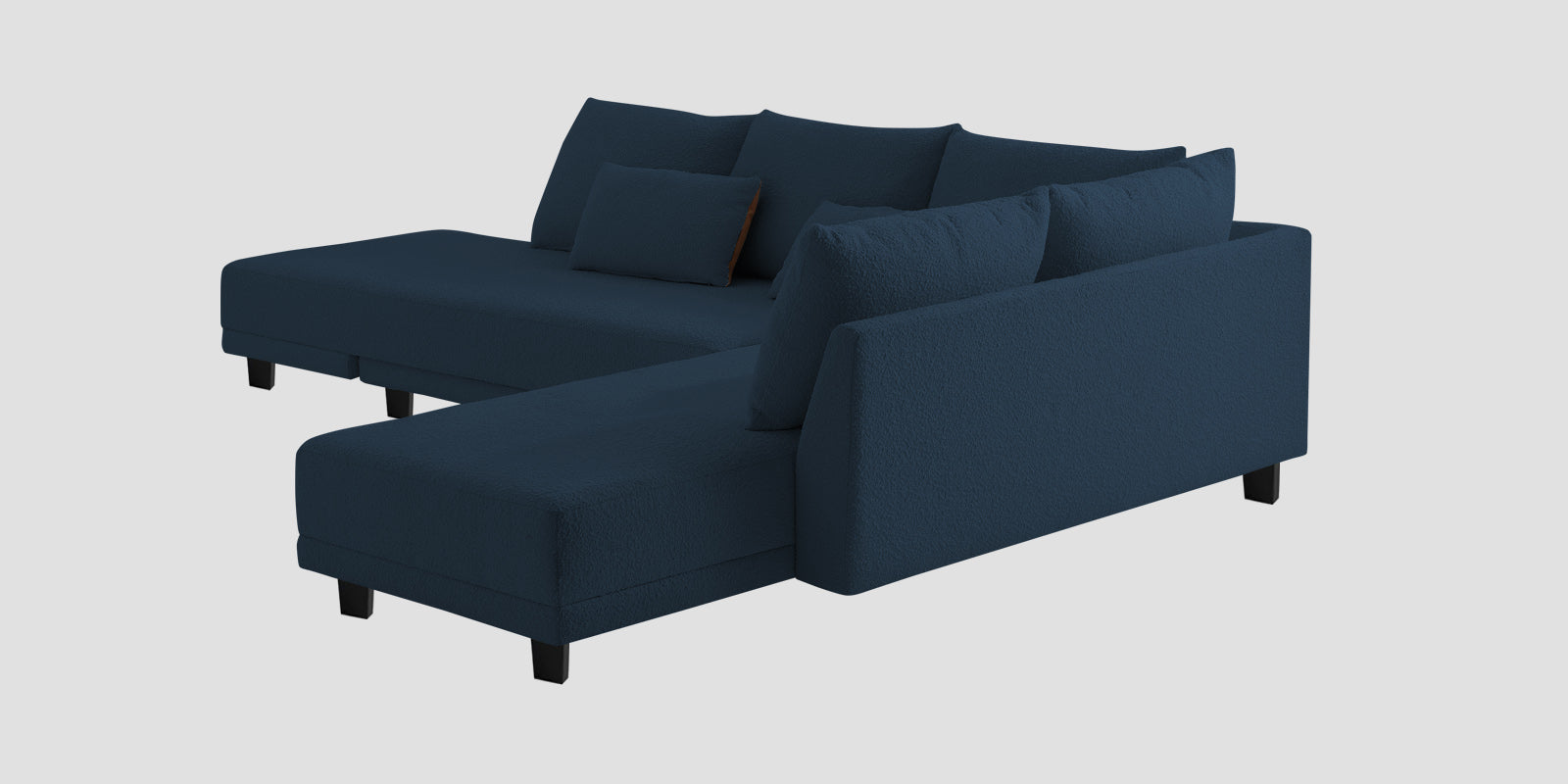 Ira Boucle Fabric LHS 6 Seater Convertible Sofa Cum Bed In Classic Blue Colour - Febonic Living