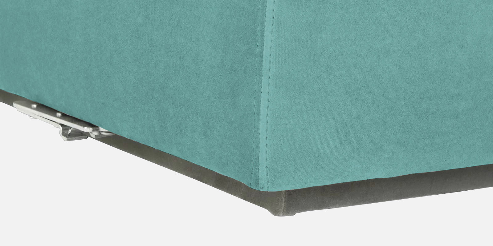 Bufa Velvet LHS Sectional Sofa In Aqua Blue Colour With Ottoman - Febonic Living