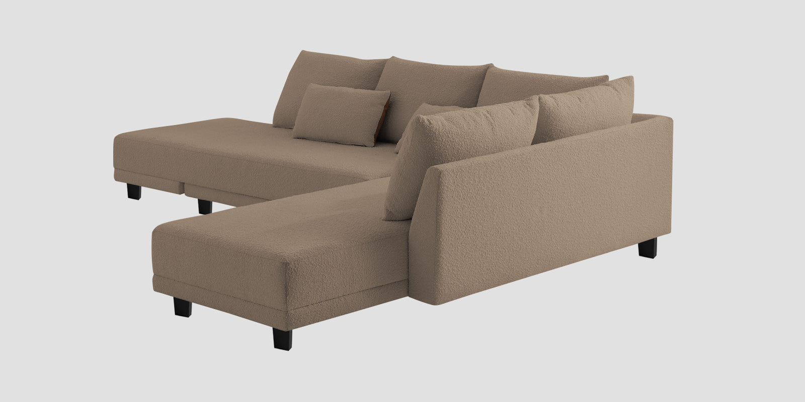 Ira Boucle Fabric LHS 6 Seater Convertible Sofa Cum Bed In Mushroom Beige Colour - Febonic Living