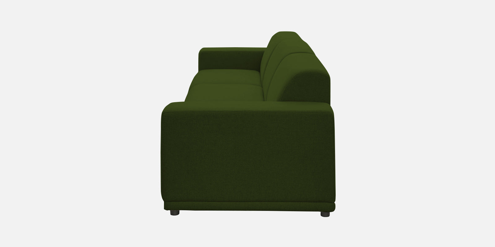 Adam Fabric LHS Sectional Sofa (3+Ottoman Lounger) In Olive Green Colour - Febonic Living