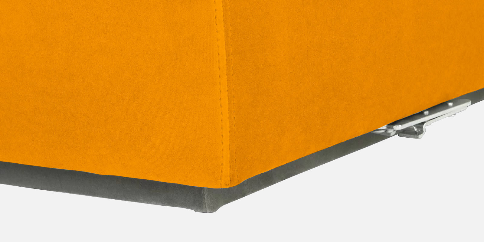 Bufa Velvet RHS Sectional Sofa In Saffron Yellow Colour With Ottoman - Febonic Living