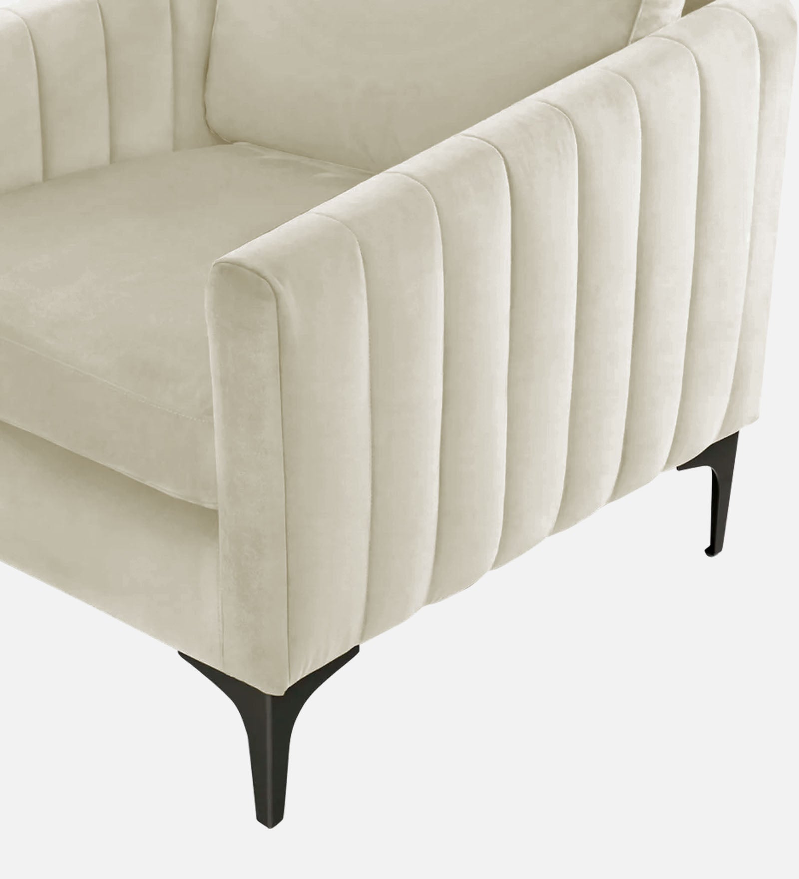 Haru Velvet 1 Seater Sofa In Warm White Colour - Febonic Living
