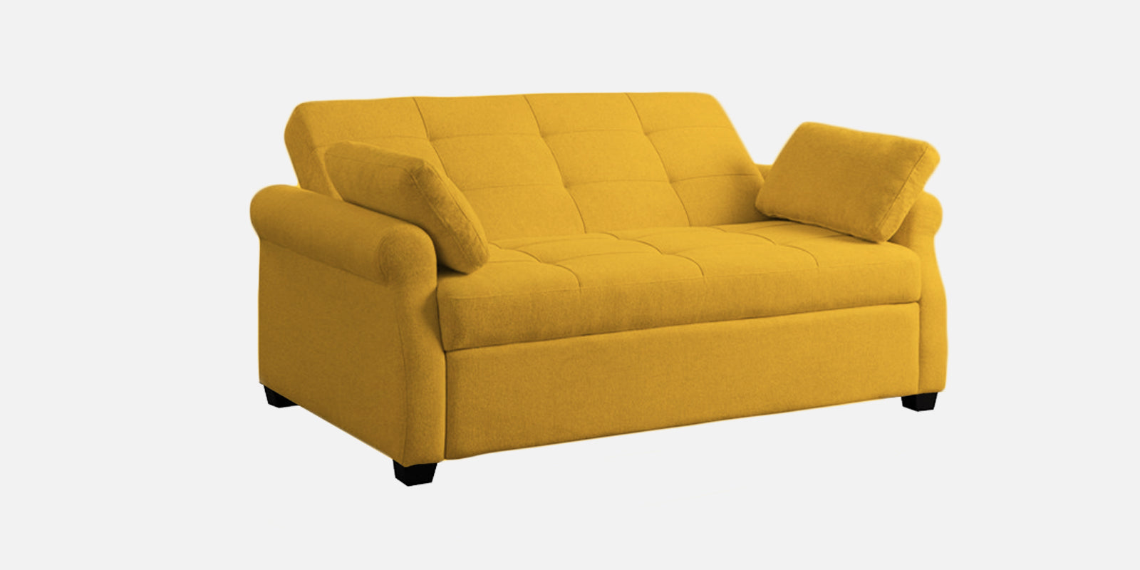 Fornia Fabric 3 Seater Pull Out Sofa Cum Bed In Bold Yellow Colour - Febonic Living