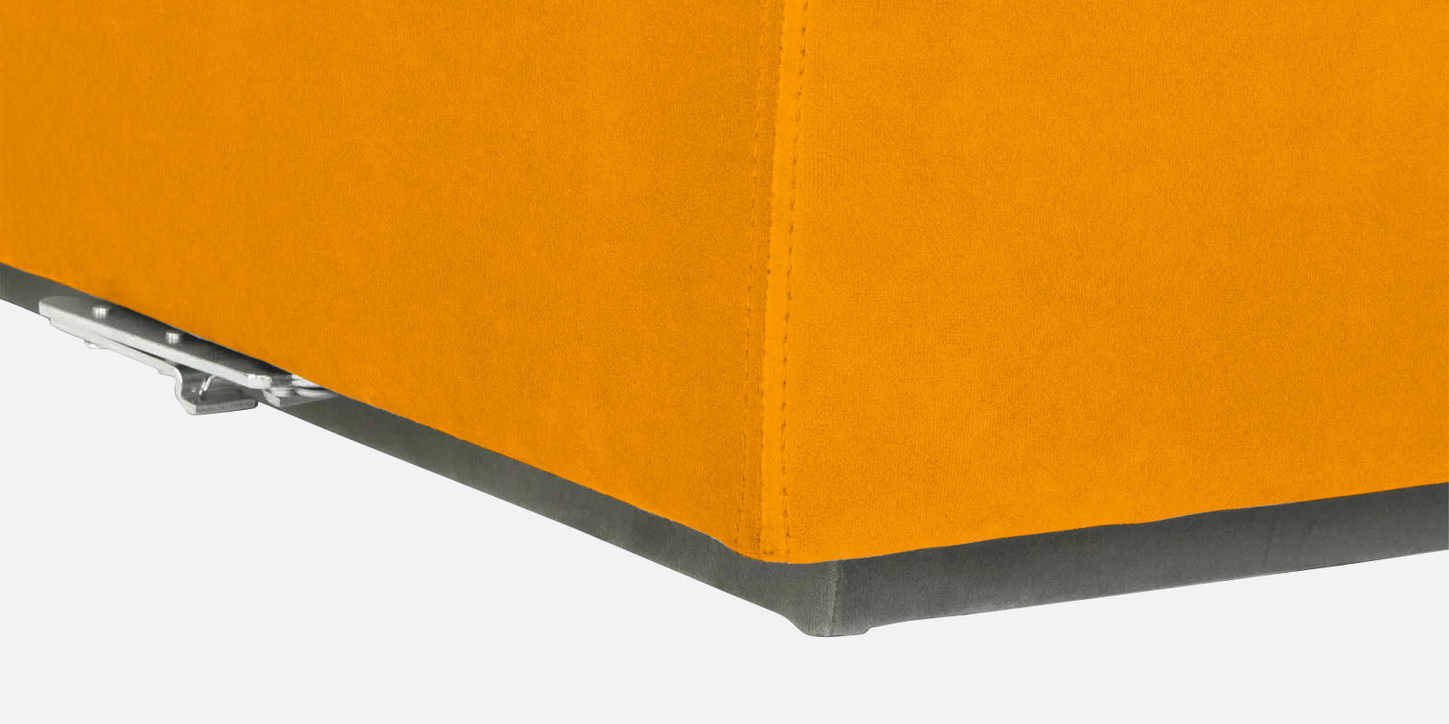 Bufa Velvet LHS Sectional Sofa In Saffron Yellow Colour With Ottoman - Febonic Living