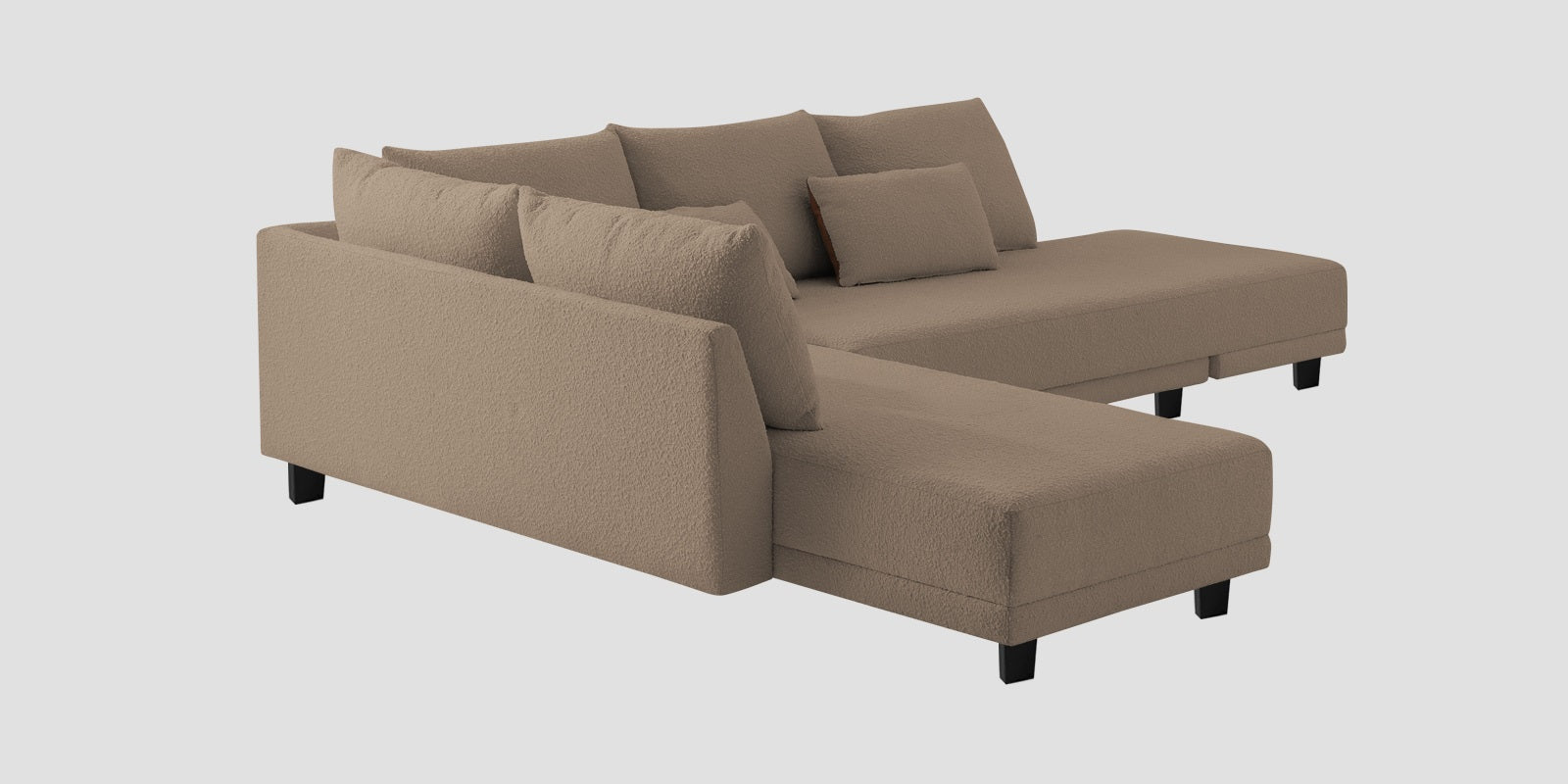 Ira Boucle Fabric RHS 6 Seater Convertible Sofa Cum Bed In Mushroom Beige Colour - Febonic Living