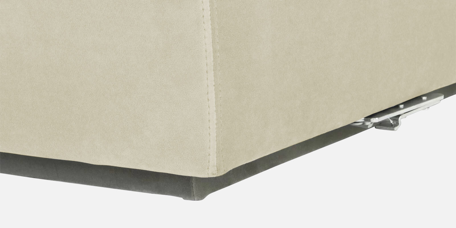 Bufa Velvet RHS Sectional Sofa In Warm White Colour With Ottoman - Febonic Living