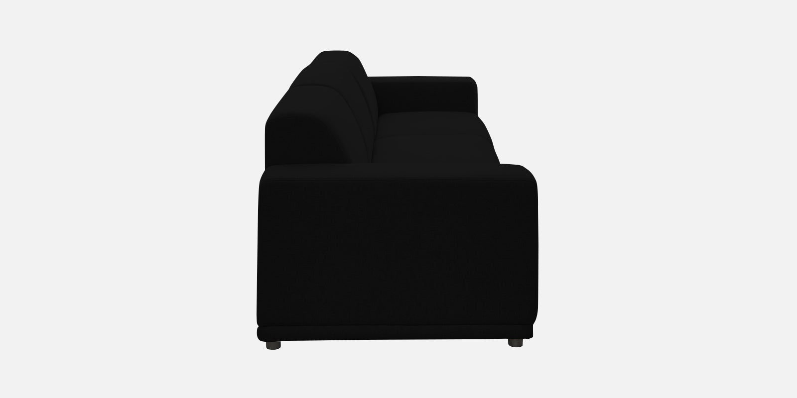 Adam Fabric RHS Sectional Sofa (3+Ottoman Lounger) In Zed Black Colour - Febonic Living