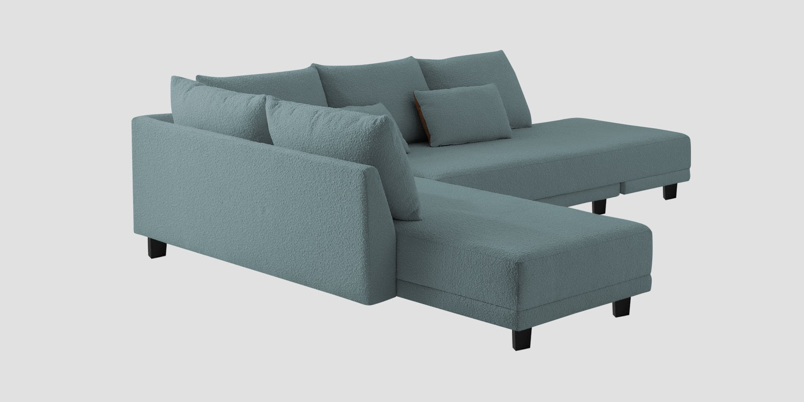 Ira Boucle Fabric RHS 6 Seater Convertible Sofa Cum Bed In Stormy Blue Colour - Febonic Living