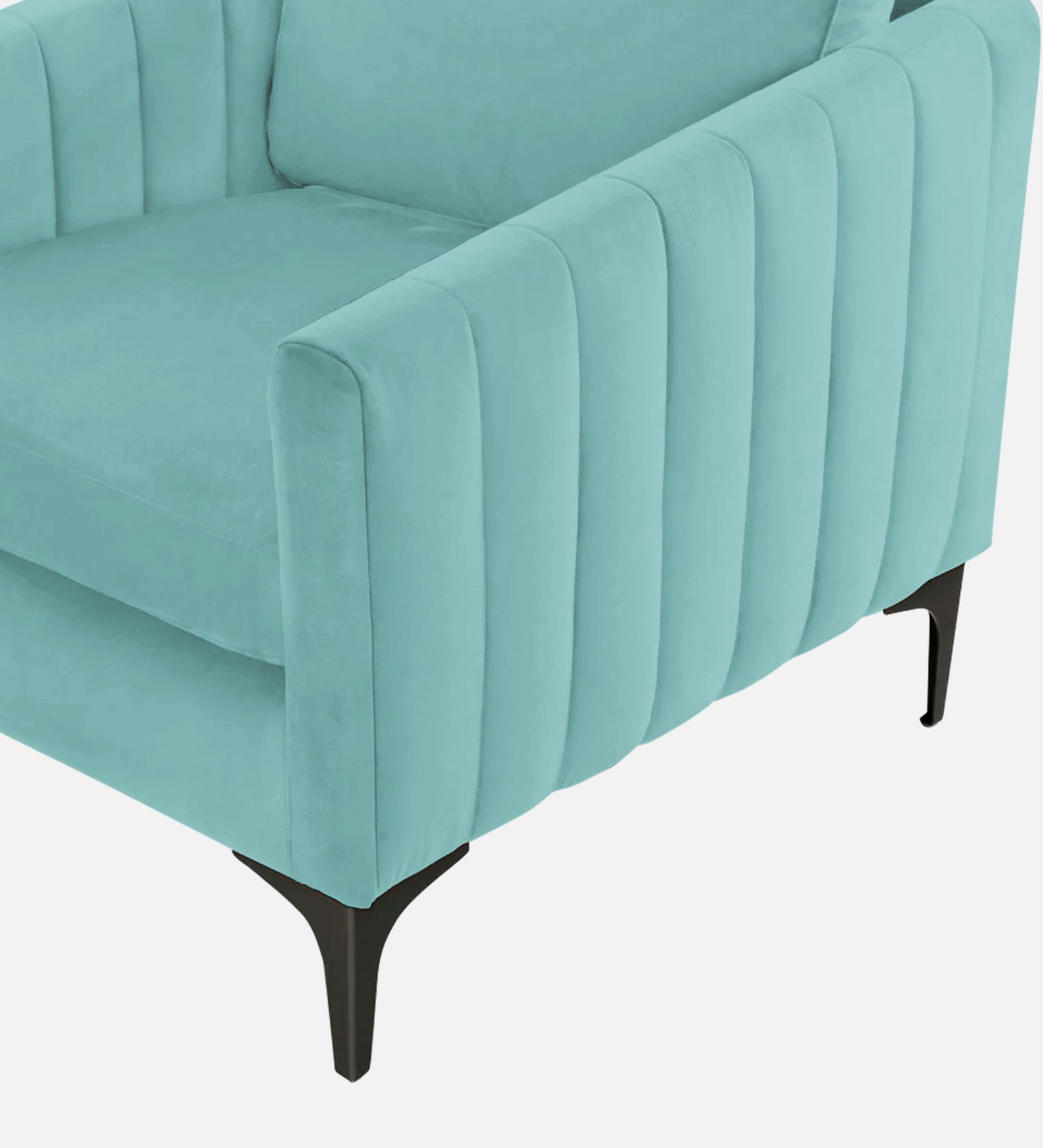 Haru Velvet 1 Seater Sofa In Barmunda Aqua Colour - Febonic Living