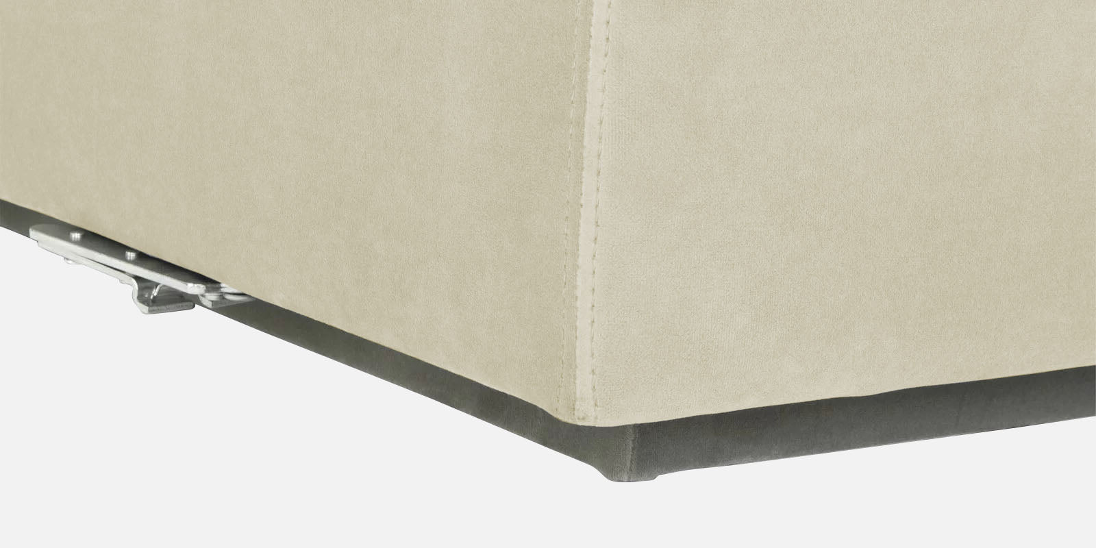 Bufa Velvet LHS Sectional Sofa In Warm White Colour With Ottoman - Febonic Living