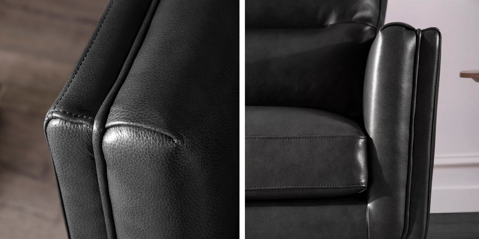 Kiko Leatherette 3 Seater Sofa In Lama Black Colour - Febonic Living