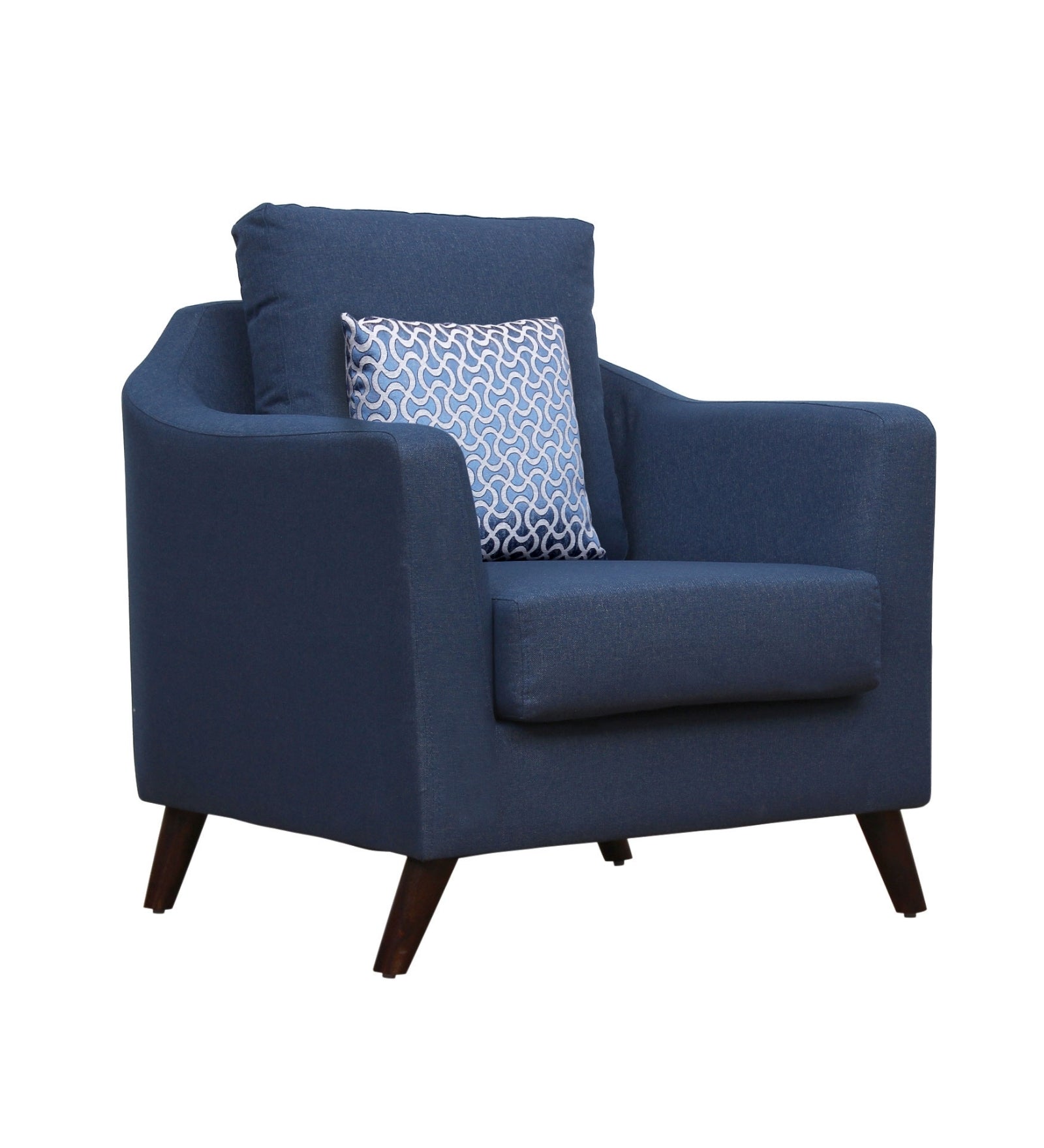 Cindy Fabric Arm Chair In Royal Blue Colour - Febonic Living