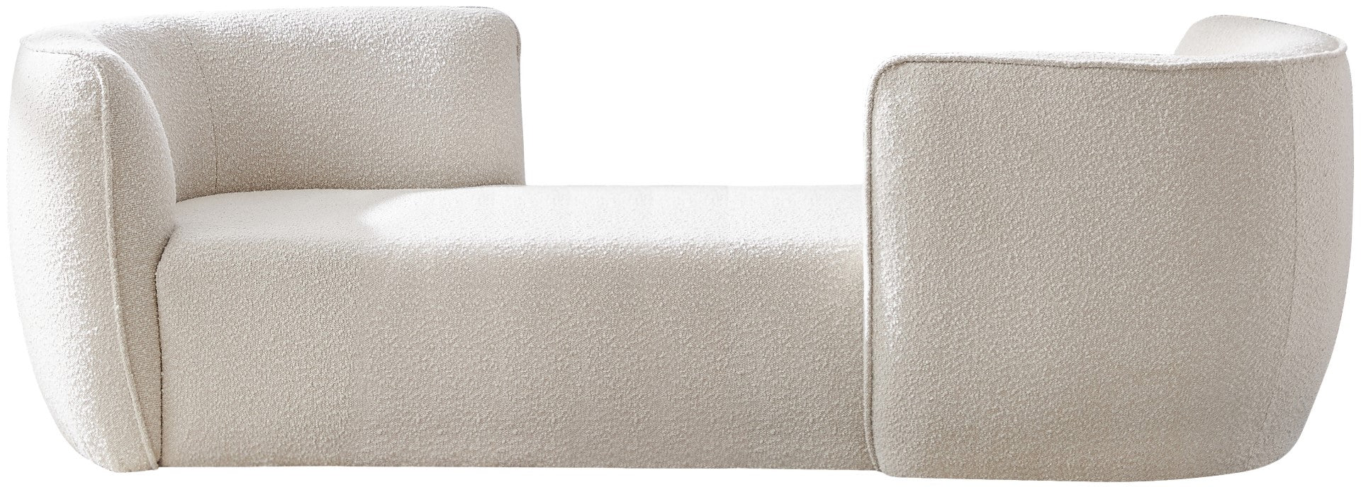 Hilton Boucle Fixed Back Chaise Lounger In White Plain Colour - Febonic Living