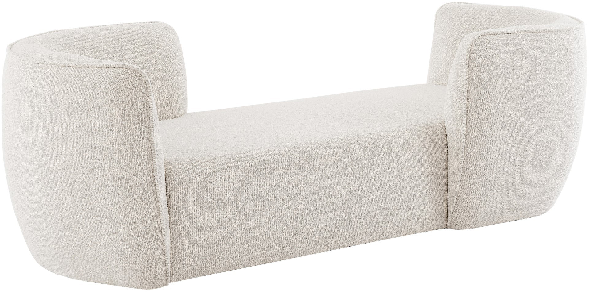 Hilton Boucle Fixed Back Chaise Lounger In White Plain Colour - Febonic Living