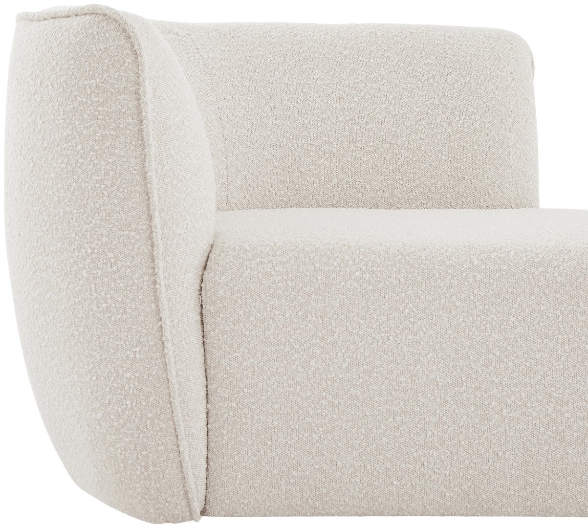 Hilton Boucle Fixed Back Chaise Lounger In White Plain Colour - Febonic Living