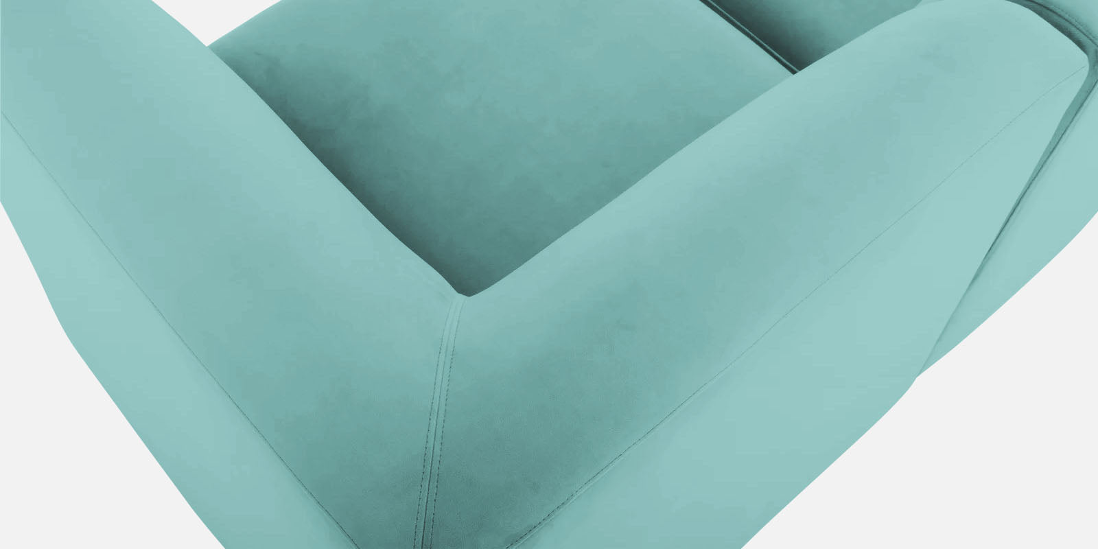 Bufa Velvet LHS Sectional Sofa In Aqua Blue Colour With Ottoman - Febonic Living