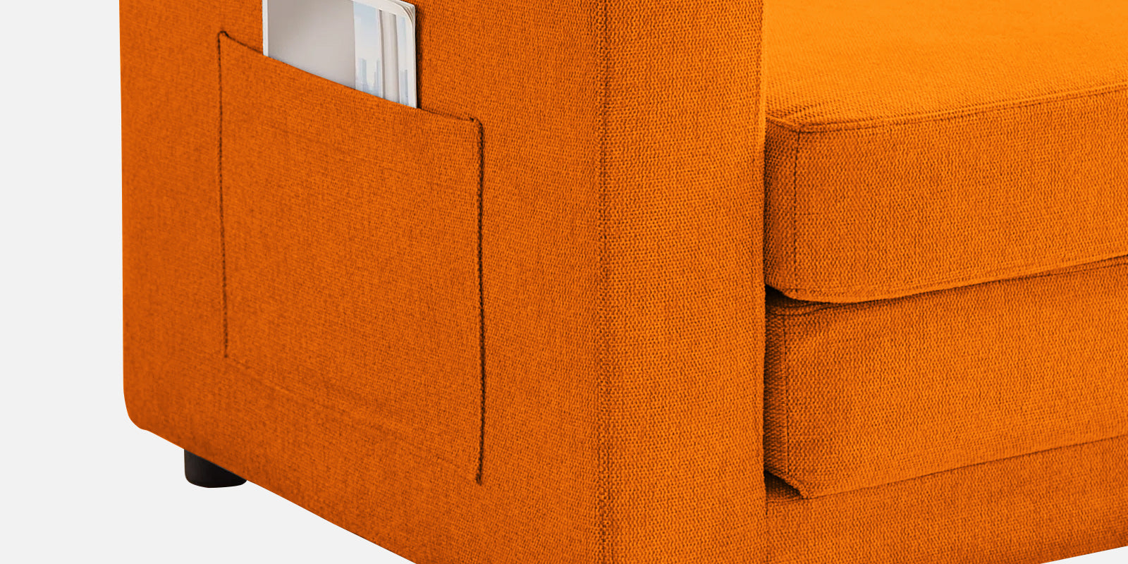 Roman Fabric 3 Seater Foldable Sofa Cum Bed In Vivid Orange Colour With USB Portable Type - Febonic Living