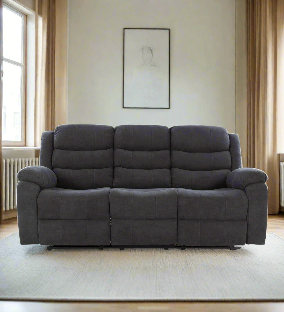 Turin Velvet 3 Seater Motorized Recliner In Davy Grey Colour - Febonic Living