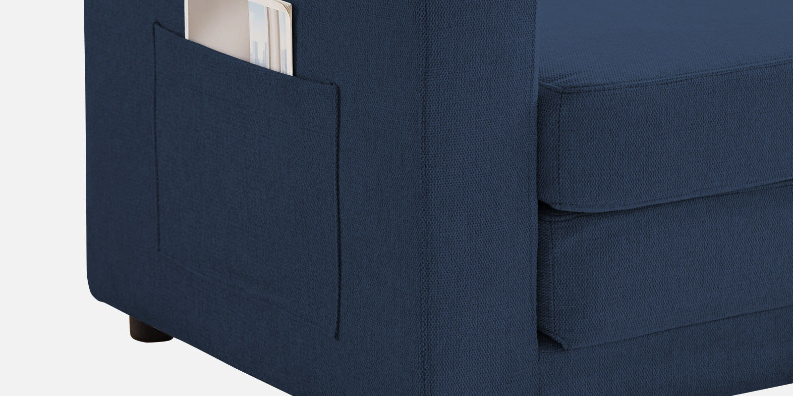 Roman Fabric 3 Seater Foldable Sofa Cum Bed In Denim Blue Colour With USB Portable Type - Febonic Living