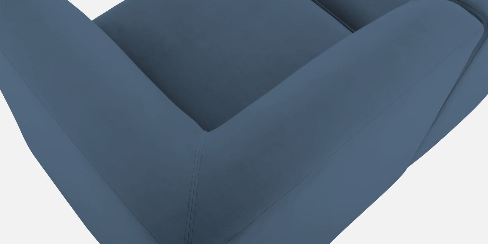 Bufa Velvet LHS Sectional Sofa In Oxford Blue Colour With Ottoman - Febonic Living