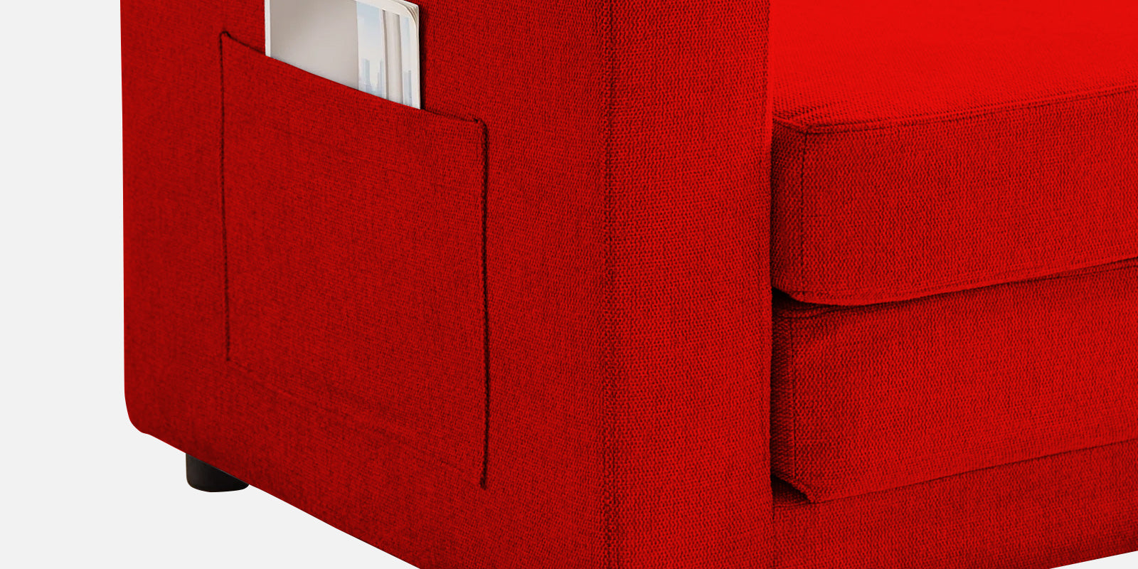 Roman Fabric 3 Seater Foldable Sofa Cum Bed In Ruby Red Colour With USB Portable Type - Febonic Living