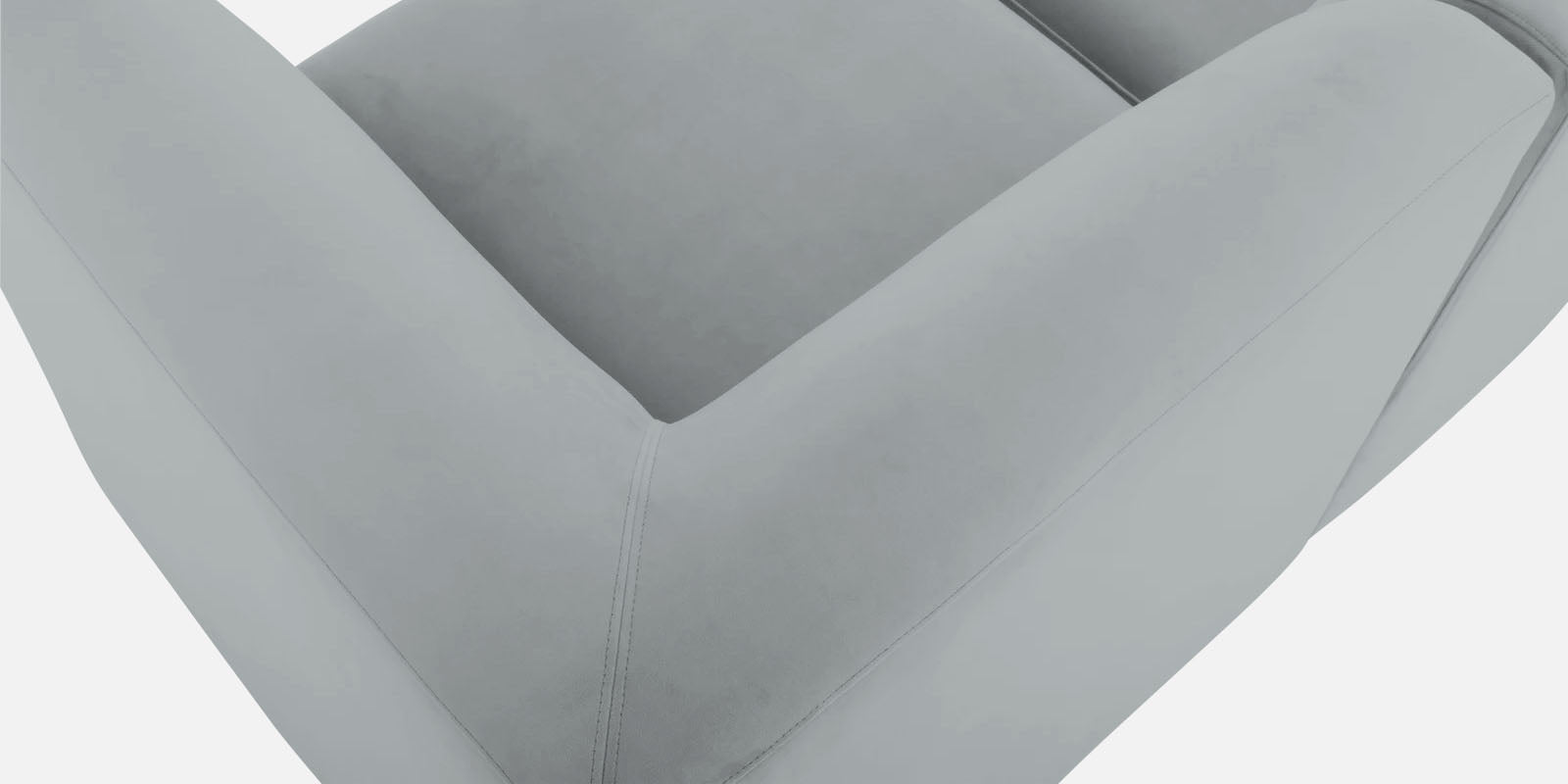 Bufa Velvet LHS Sectional Sofa In Pearl grey Colour With Ottoman - Febonic Living