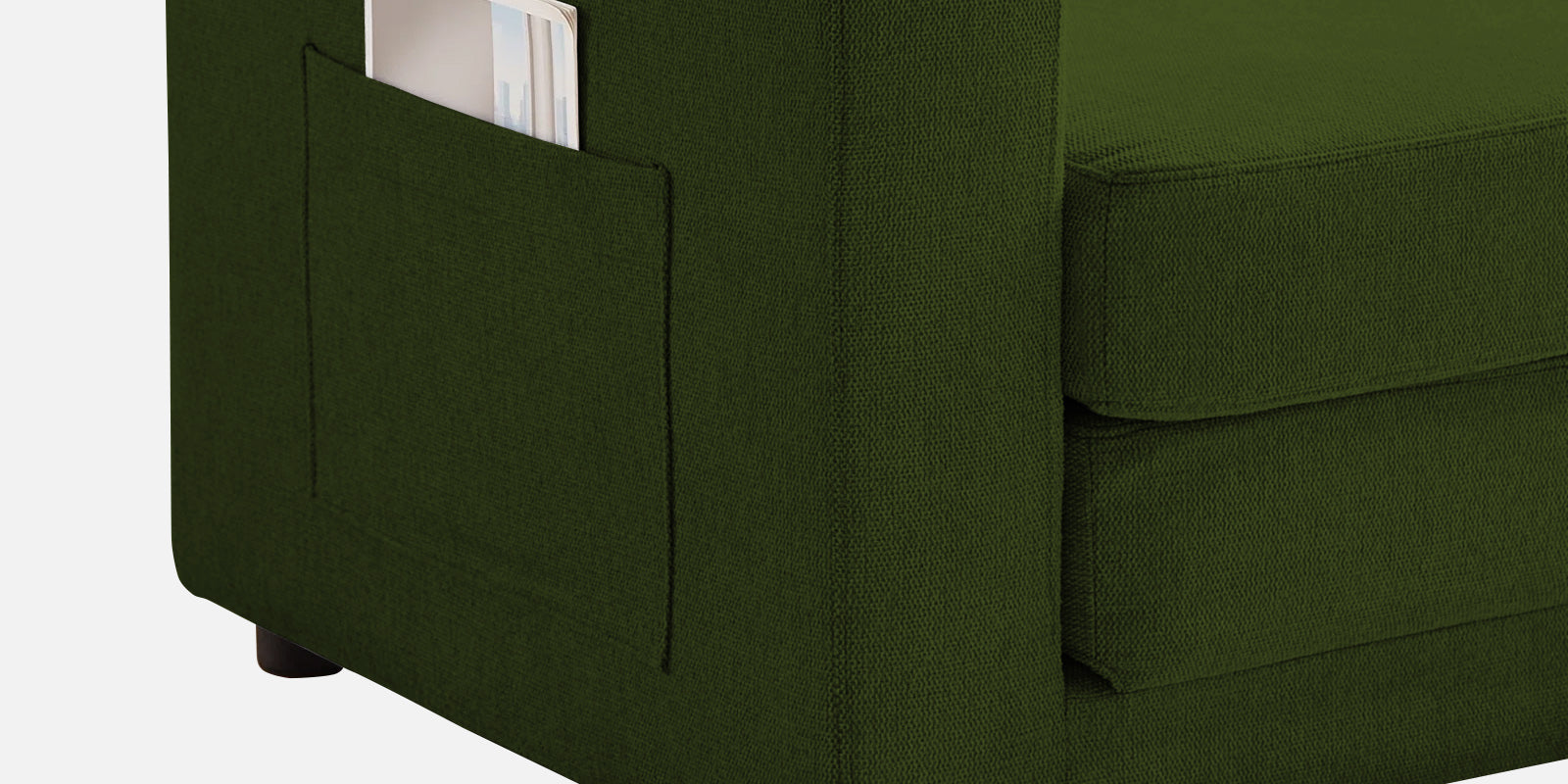 Roman Fabric 3 Seater Foldable Sofa Cum Bed In Olive Green Colour With USB Portable Type - Febonic Living