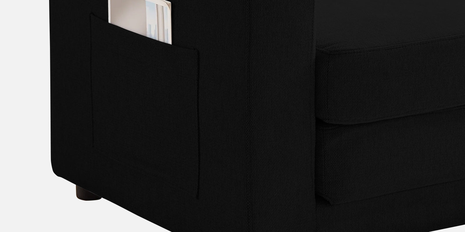 Roman Fabric 3 Seater Foldable Sofa Cum Bed In Zed Black Colour With USB Portable Type - Febonic Living