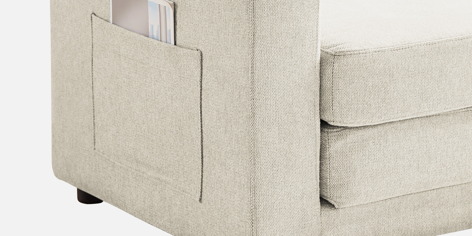 Roman Fabric 3 Seater Foldable Sofa Cum Bed In ivory cream Colour With USB Portable Type - Febonic Living