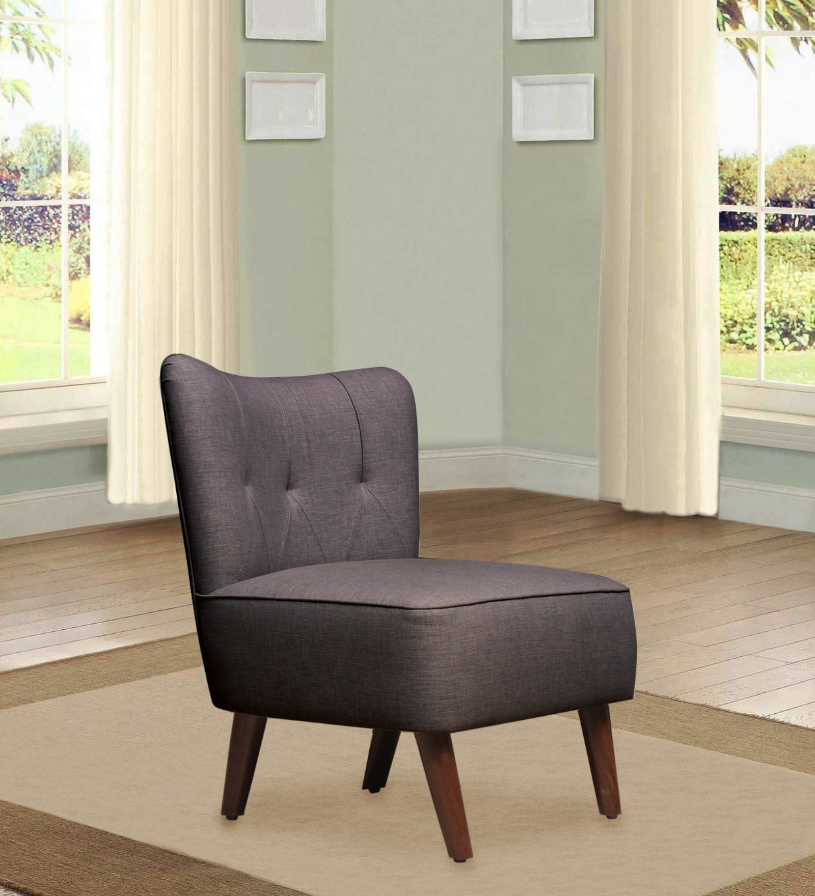 Lola Fabric Slipper Chair in Cara Brown Colour - Febonic Living
