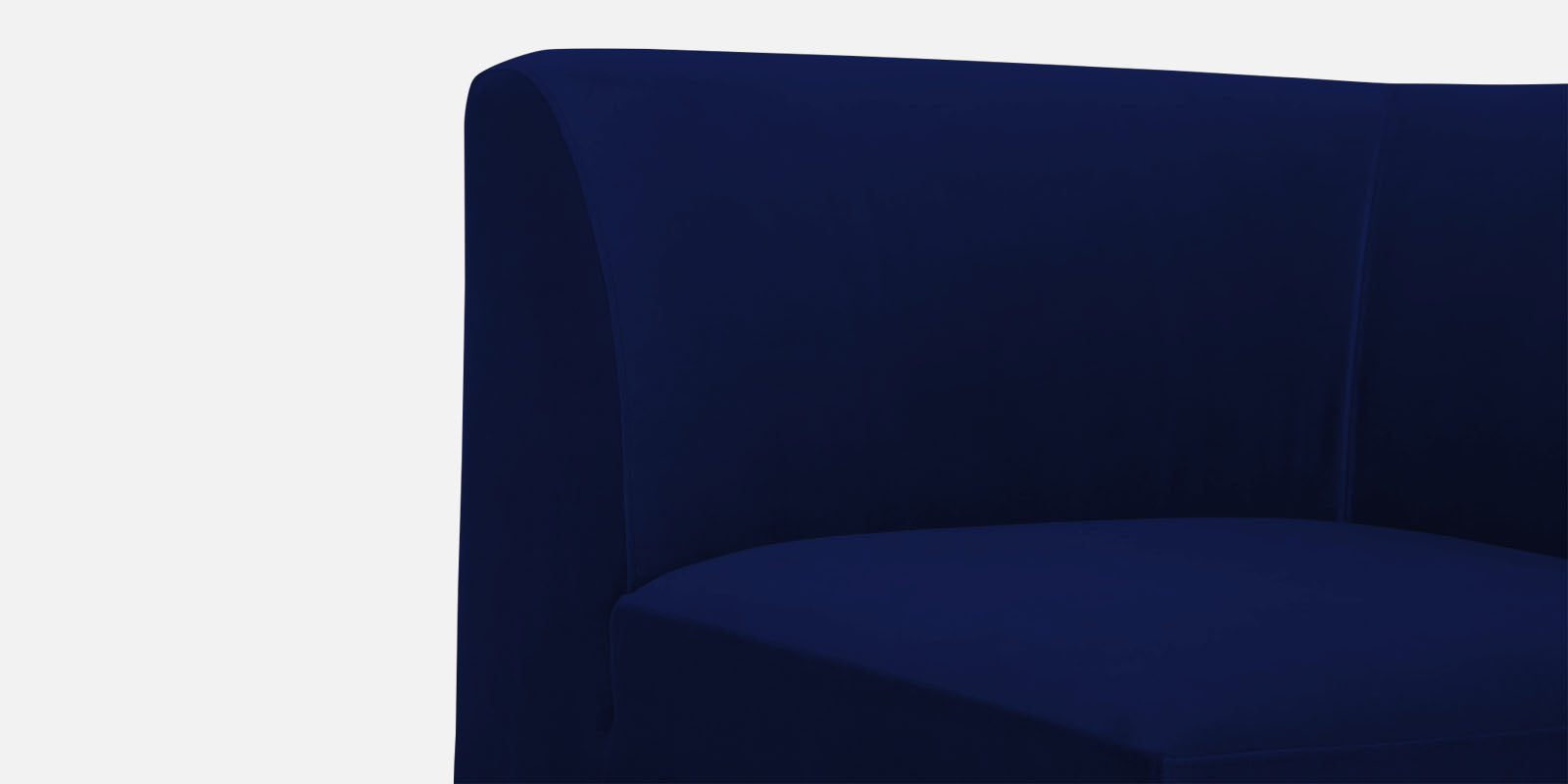 Bufa Velvet LHS Sectional Sofa In Dark Blue Colour With Ottoman - Febonic Living