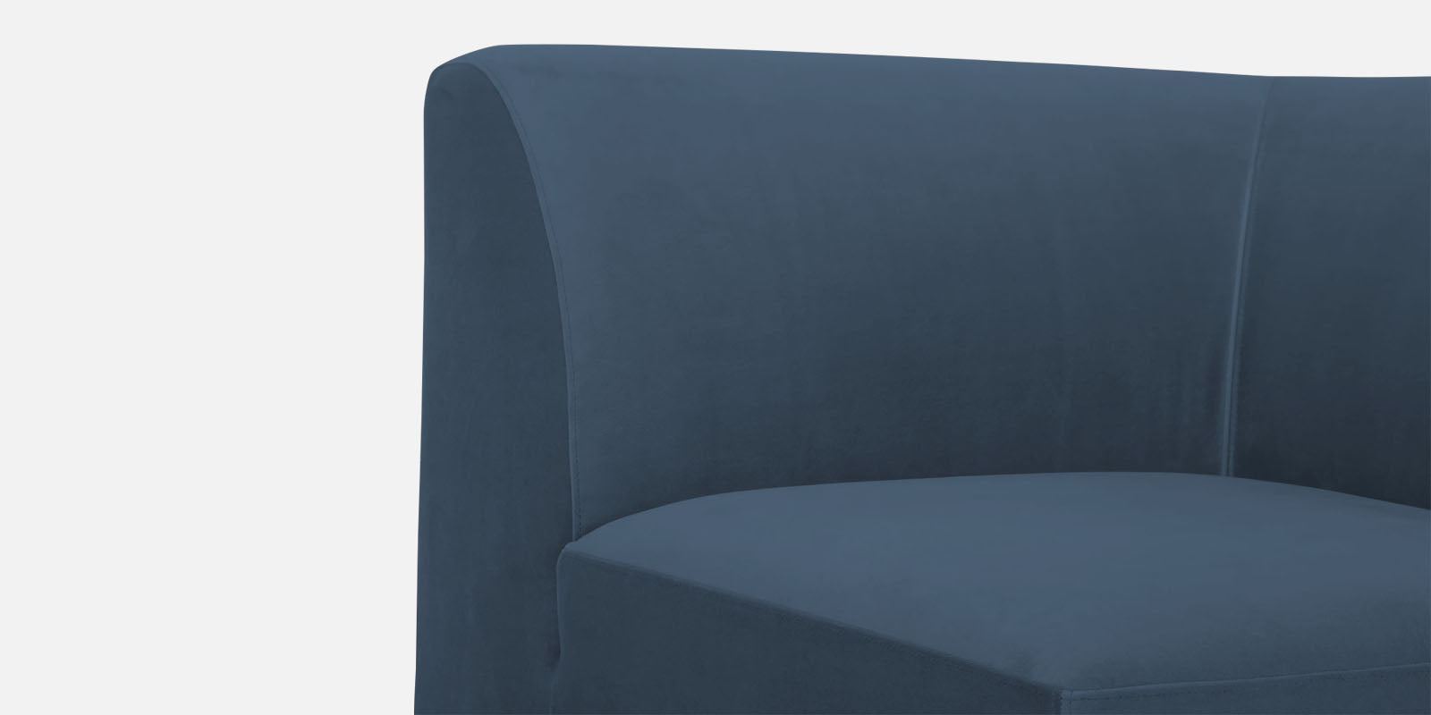 Bufa Velvet LHS Sectional Sofa In Oxford Blue Colour With Ottoman - Febonic Living