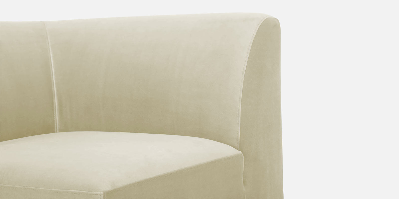 Bufa Velvet RHS Sectional Sofa In Warm White Colour With Ottoman - Febonic Living