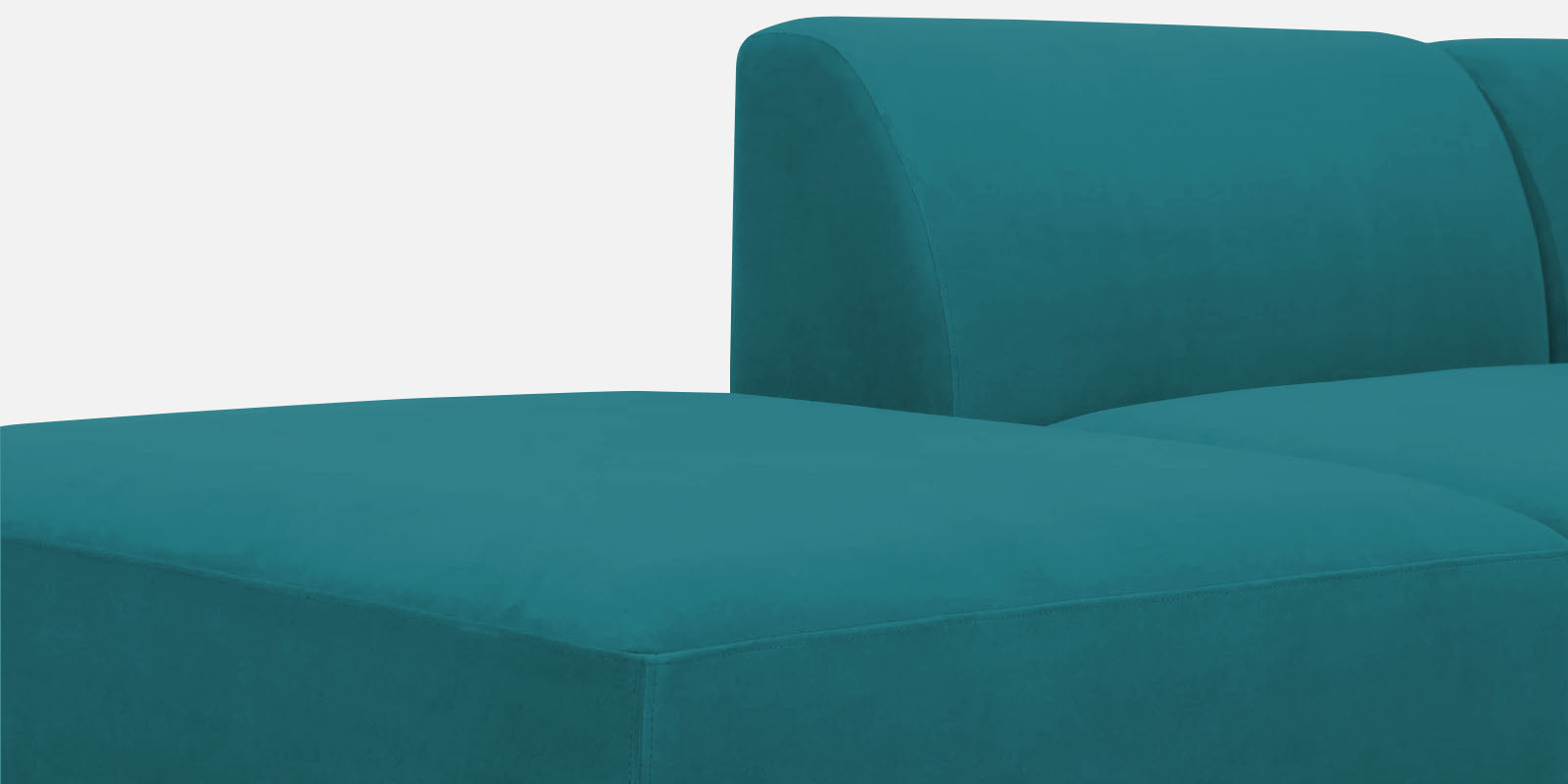 Bufa Velvet LHS Sectional Sofa In Arabian green Colour With Ottoman - Febonic Living